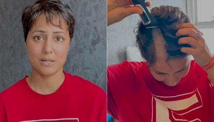 حنا خان نے اپنا سر خود مونڈ لیا