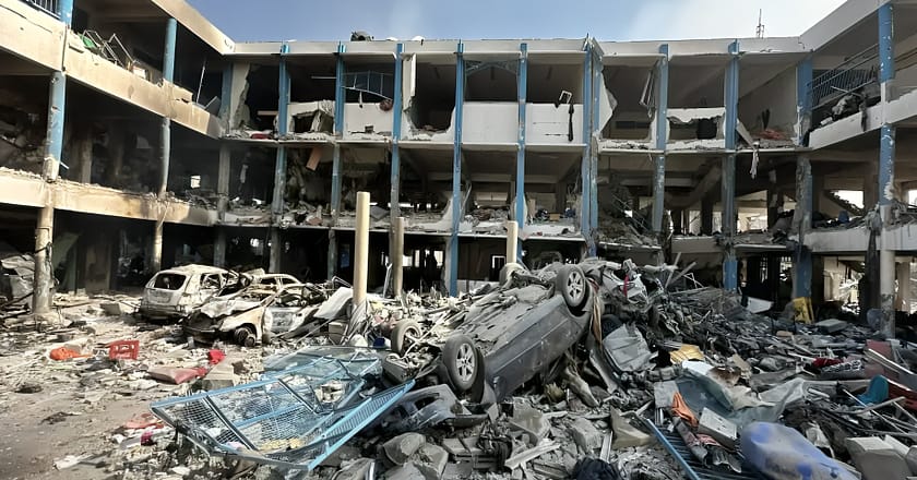 اسرائیلی فورسز کی اسکولوں پر بمباری،7 فلسطینی شہید